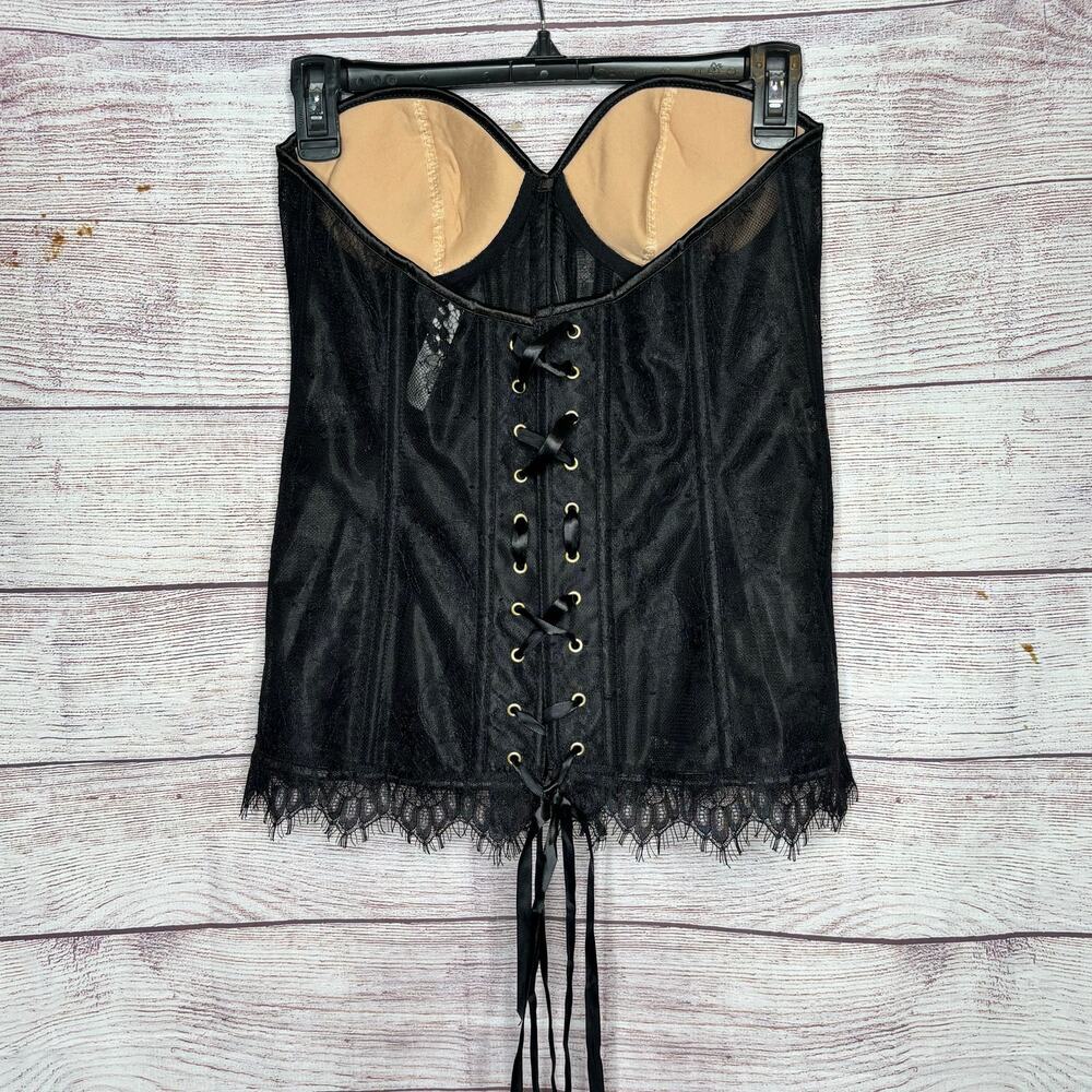 Adore Me Avelle Contour Lace Up Black Ribbon Tie Cosplay Corset New Size Large - Picture 2 of 14